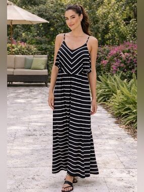 R2D Striped Maxi Dress